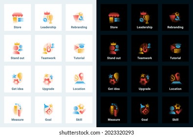 Set of vector icons in gradient style