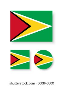 Set of vector icons with Guyana flag