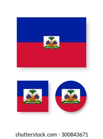 Set of vector icons with Haiti flag