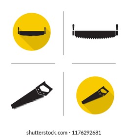 Set of vector icons of hand saws.