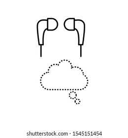 Set of vector icons with headphones and speech bubble