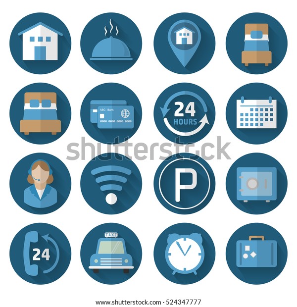 Set of vector icons for the hotel in flat style.
Icons for the web site
hostel.
