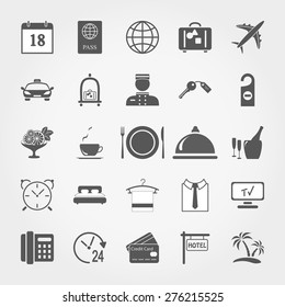 Set of vector icons Hotel Service. Flat design style.