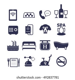 set of vector icons for hotel service