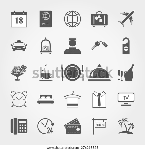 Set of\
vector icons Hotel Service. Flat design\
style.