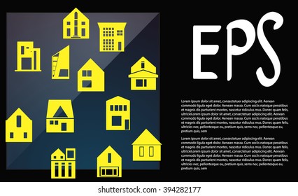 set vector icons of house building in the flat style