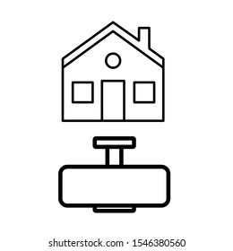 Set of vector icons with house and car mirror.