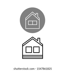 Set of vector icons with house on white background and house in a gray frame