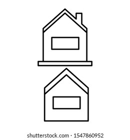 Set of vector icons with a house with a triangular roof on a white background