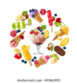 Set vector icons of ice cream