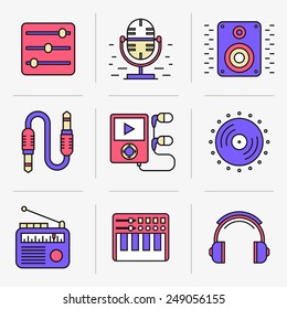 Set of vector icons into flat style.      Isolated Objects in a Modern Style for Your Design.