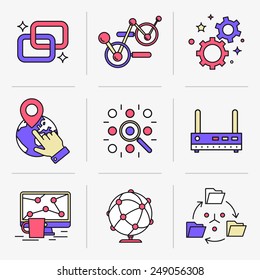 Set of vector icons into flat style.      Isolated Objects in a Modern Style for Your Design.