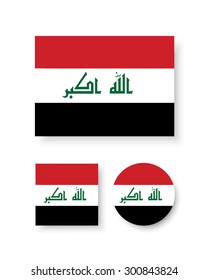 Set of vector icons with Iraq flag