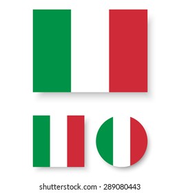 Set of vector icons with Italy flag