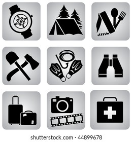 set of vector icons. Items for active recreation, sports and travel