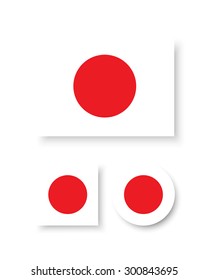 Set of vector icons with Japan flag