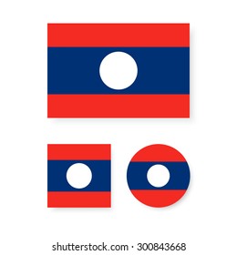Set of vector icons with Laos flag