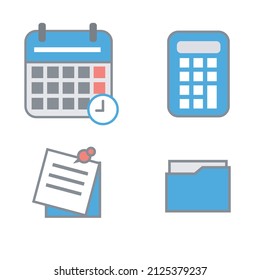Set of vector Icons like calculator, calendar, notes, files