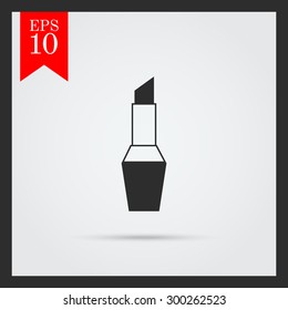 Set of vector icons with lipstick, with text on green ribbon