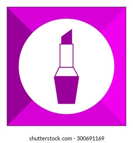 Set of vector icons with lipstick, with text on green ribbon
