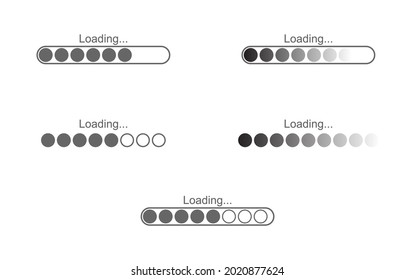 A set of vector icons for the loading bar. Flat style