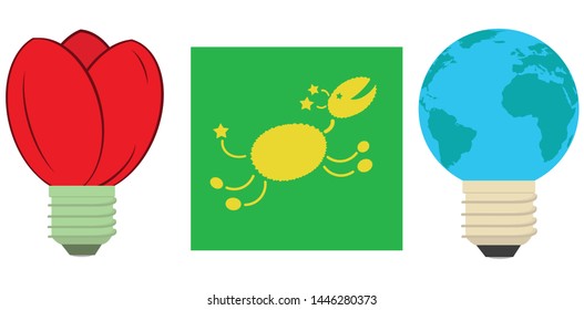 Set of vector icons for the logo on the theme of green energy and ecology.
