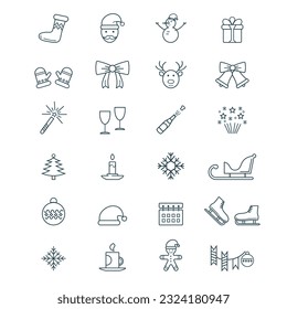 A set of vector icons and logos for holidays and Christmas.