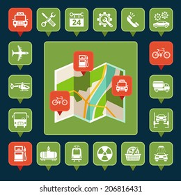 Set of vector icons of map pins