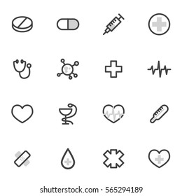 Set Of Vector Icons Of Medical Devices And Characters On A Light Background.