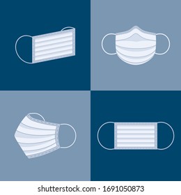 Set of vector icons medical mask. Flat design.