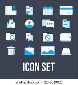A set of vector icons in modern style with blue color and white. Can use for UI UX design.