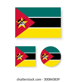 Set of vector icons with Mozambique flag