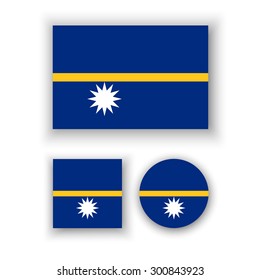 Set of vector icons with Nauru flag