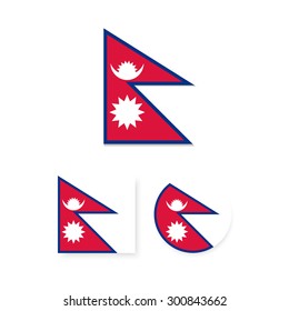 Set of vector icons with Nepal flag