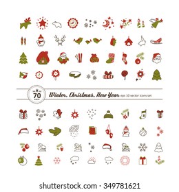 Set of vector icons - New Year, Christmas, winter.
