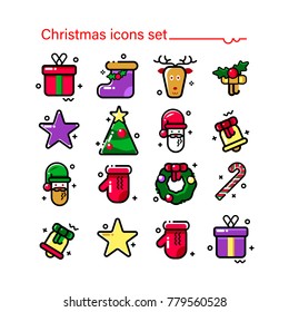Set of vector icons. New Year's and Christmas. Best contemporary style, line icons