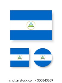 Set of vector icons with Nicaragua flag
