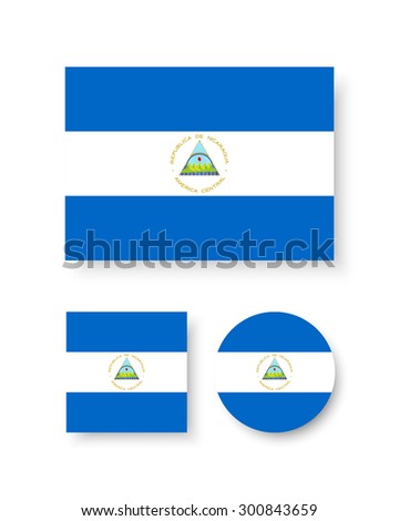 Set of vector icons with Nicaragua flag