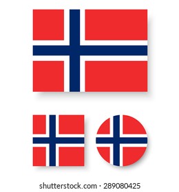 Set of vector icons with Norway flag