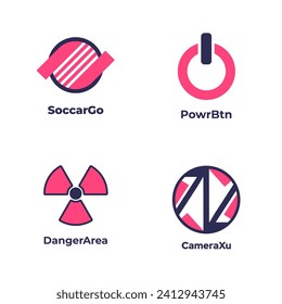 Set von Vektorsymbols für Nuklear und Strom. Design-Elemente für Logo, Label, Emblem, Zeichen, Abzeichen.