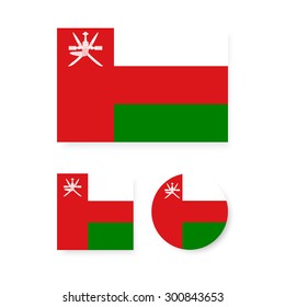 Set of vector icons with Oman flag