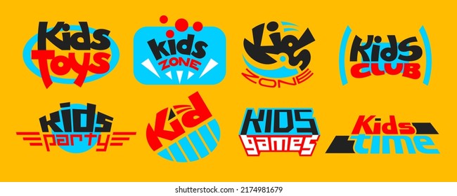 Set of vector icons on a children theme for playgrounds, play areas and party and leisure zone