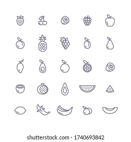 Set of vector icons on the fruit theme.