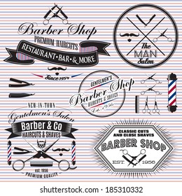 set of vector icons on a theme hair salon