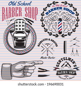 set of vector icons on a theme barber shop