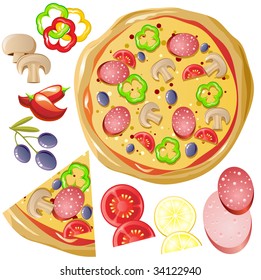 set of vector icons on the theme « pizza»