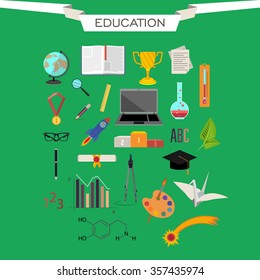 Set of vector icons on the theme of education