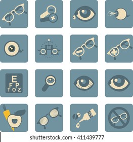 set of vector icons on the theme of care and eye health ophthalmologist