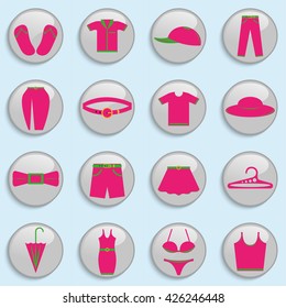 Set of vector icons on the theme of clothing.