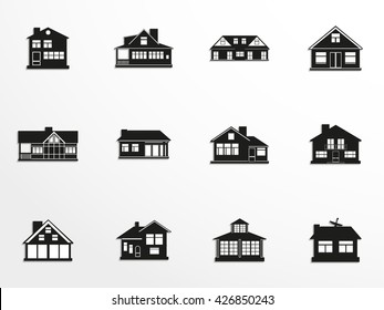 Set of vector icons on the theme of private homes.